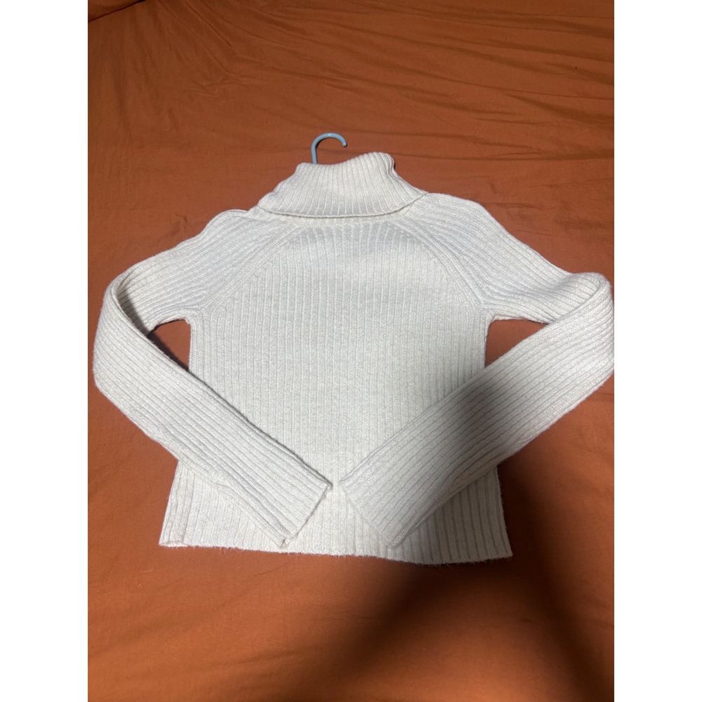 American Eagle Cream Ribbed Turtleneck Sweater Womens Medium Off White Knit